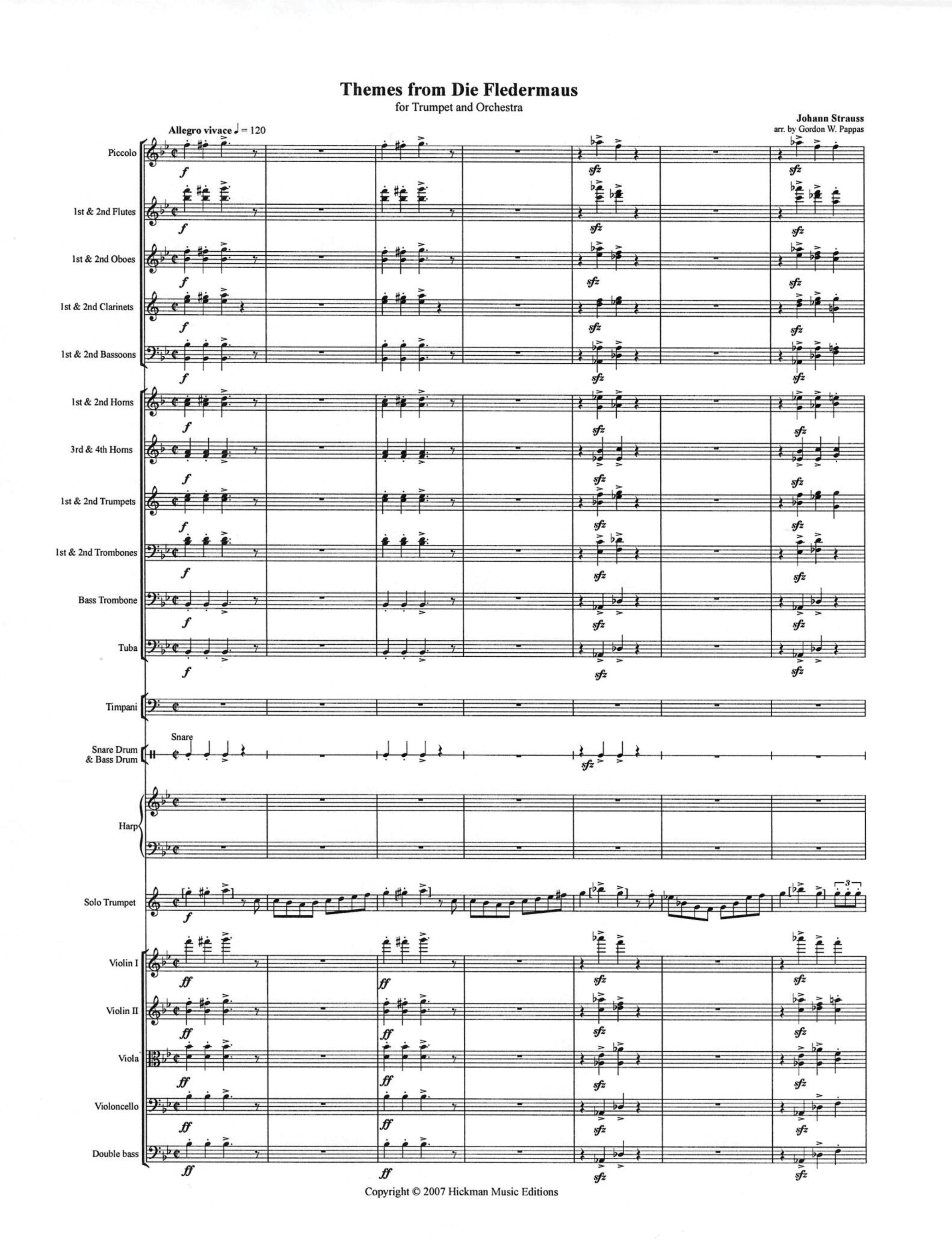 <B>Themes from "Die Fledermaus for Trumpet and Orchestra</B>J. Strauss (Arr. by Gordon W. Pappas) - Image 2