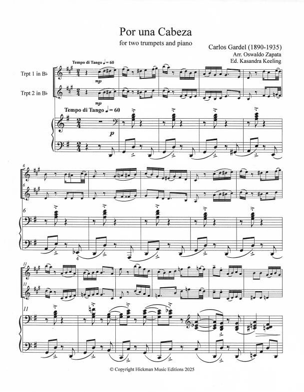<b>Por una Cabeza</b></br>Carlos Gardel (Arr. by Oswaldo Zapata) - Image 2