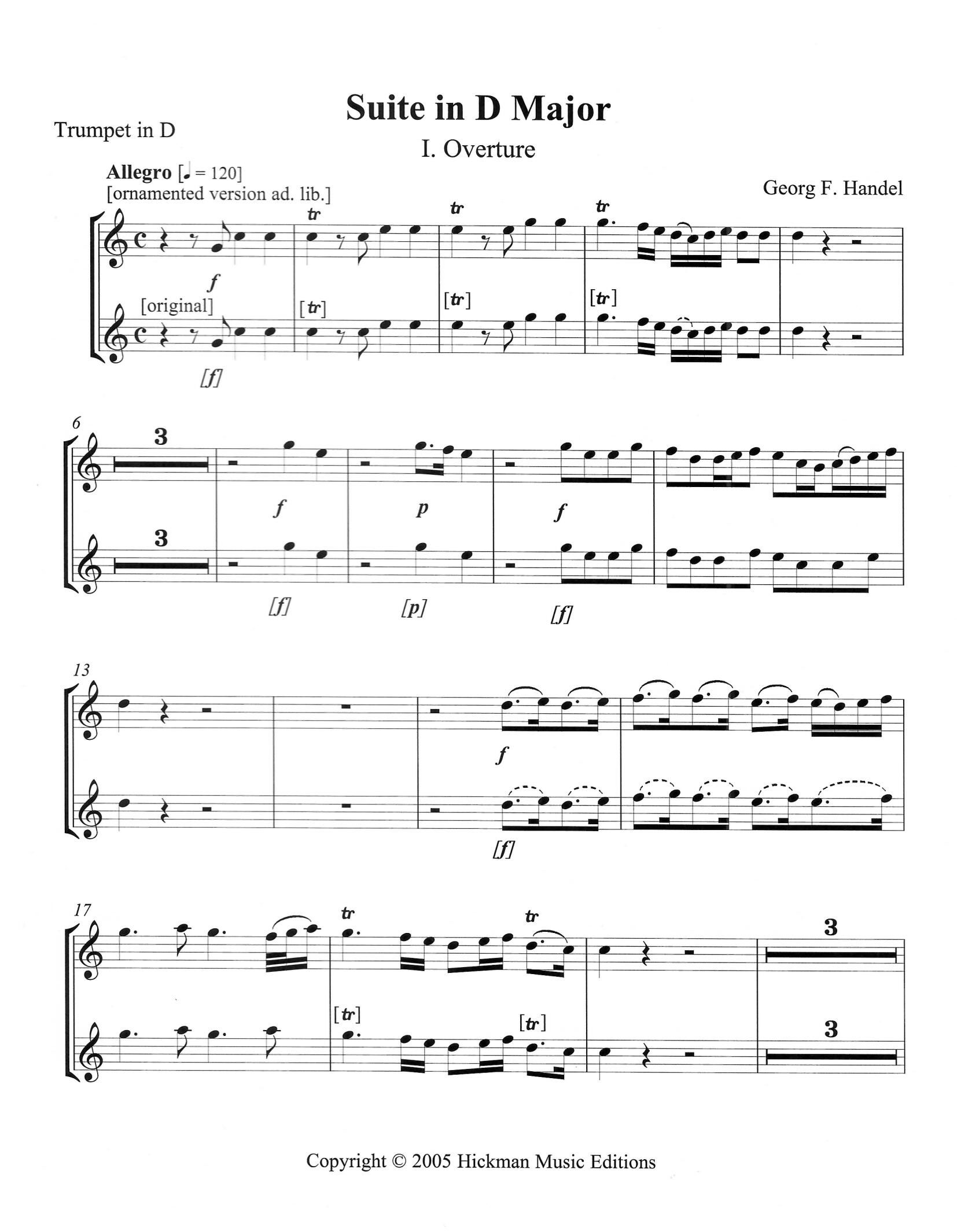 <b>Title: Suite in D Major</b>Composer: Handel, Georg F. - Image 2