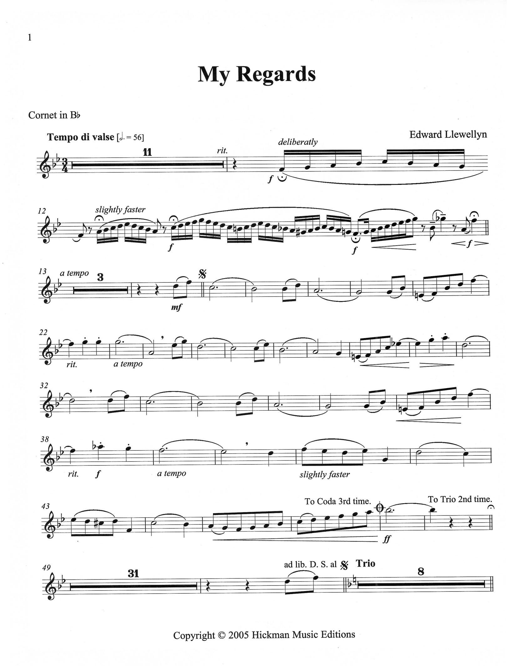 <b>Title: My Regards</b>Composer: Llewellyn, Edward - Image 2