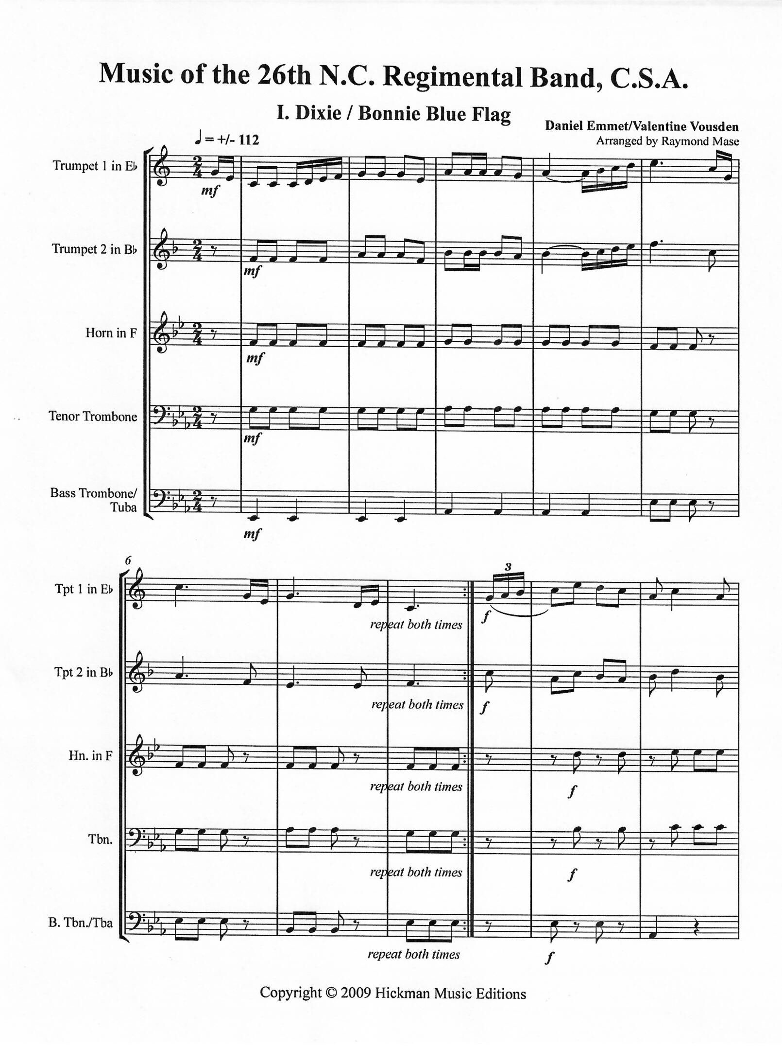 <B>Music of the 26th N. C. Regimental Band</B><BR>Arr. by Raymond Mase - Image 2