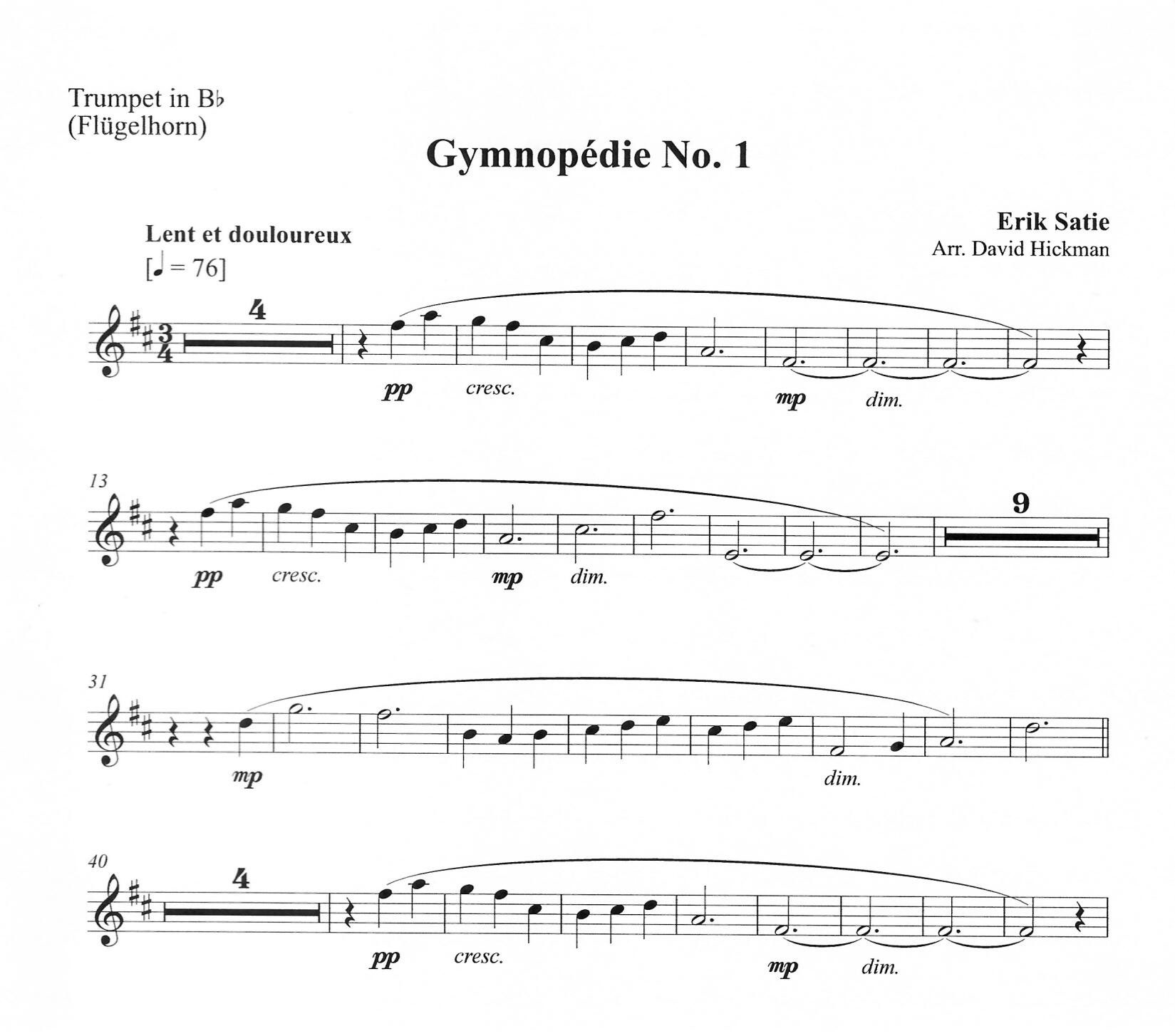 <b>Gymnopedie No. 1</B>Composer: Erik Satie (Arranged by David Hickman) - Image 2